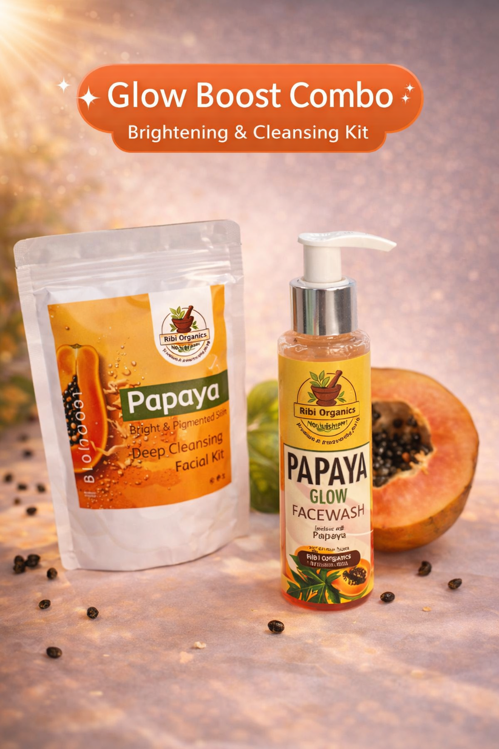 Glow Boost Papaya  Combo  ( Face wash + Facial Kit)